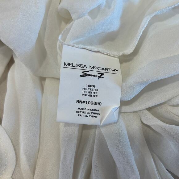 Melissa McCarthy Ivory Sleeveless Pleated Scoop Neck Blouse Tunic Plus Size 2X - Picture 3 of 4
